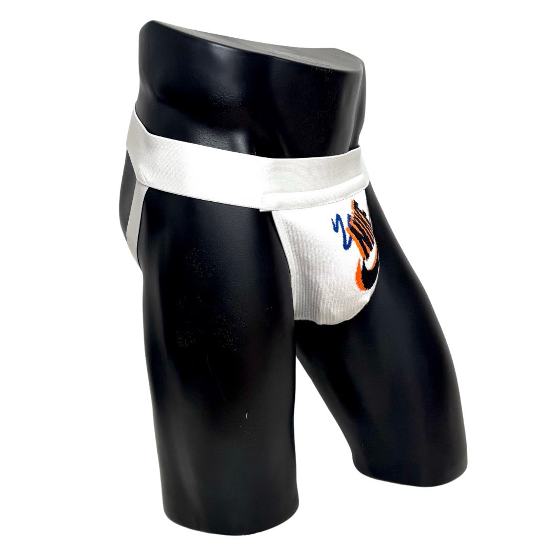 Nike Retro Orange/Black/Blue White Logo Socks Jockstrap/Thong