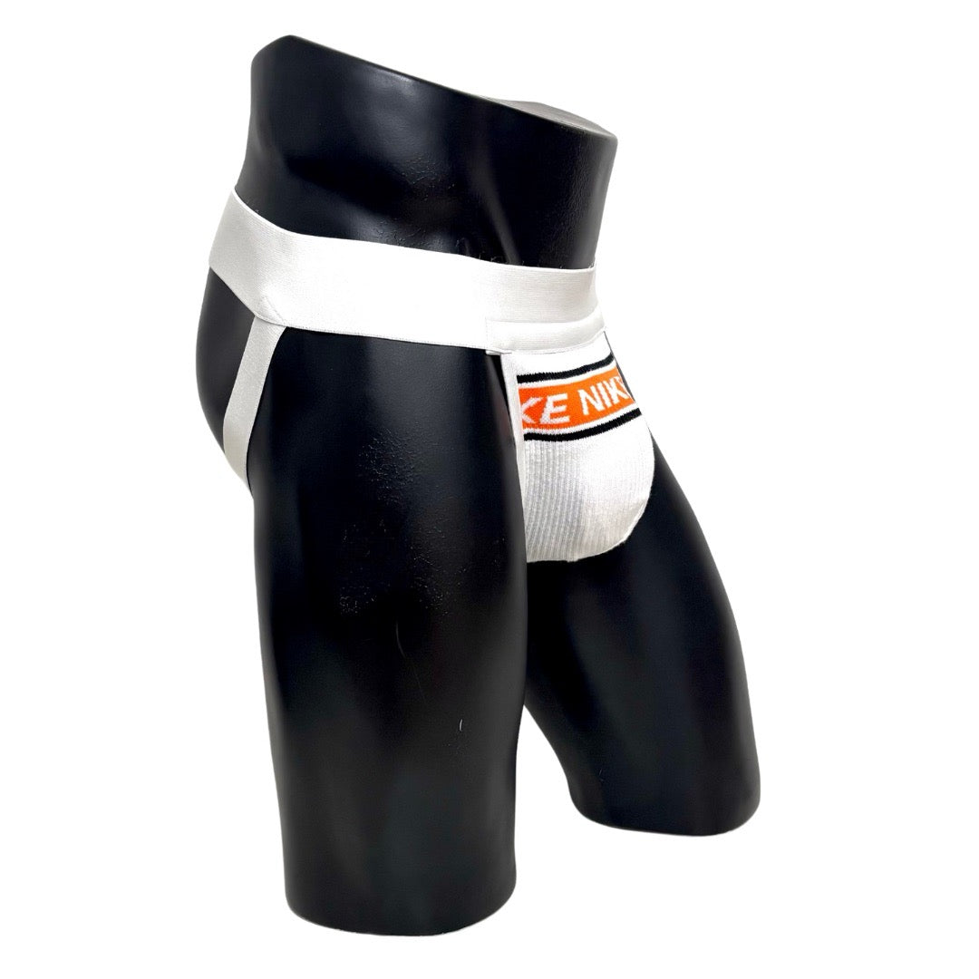 Nike Retro Orange/White Logo Socks Jockstrap/Thong