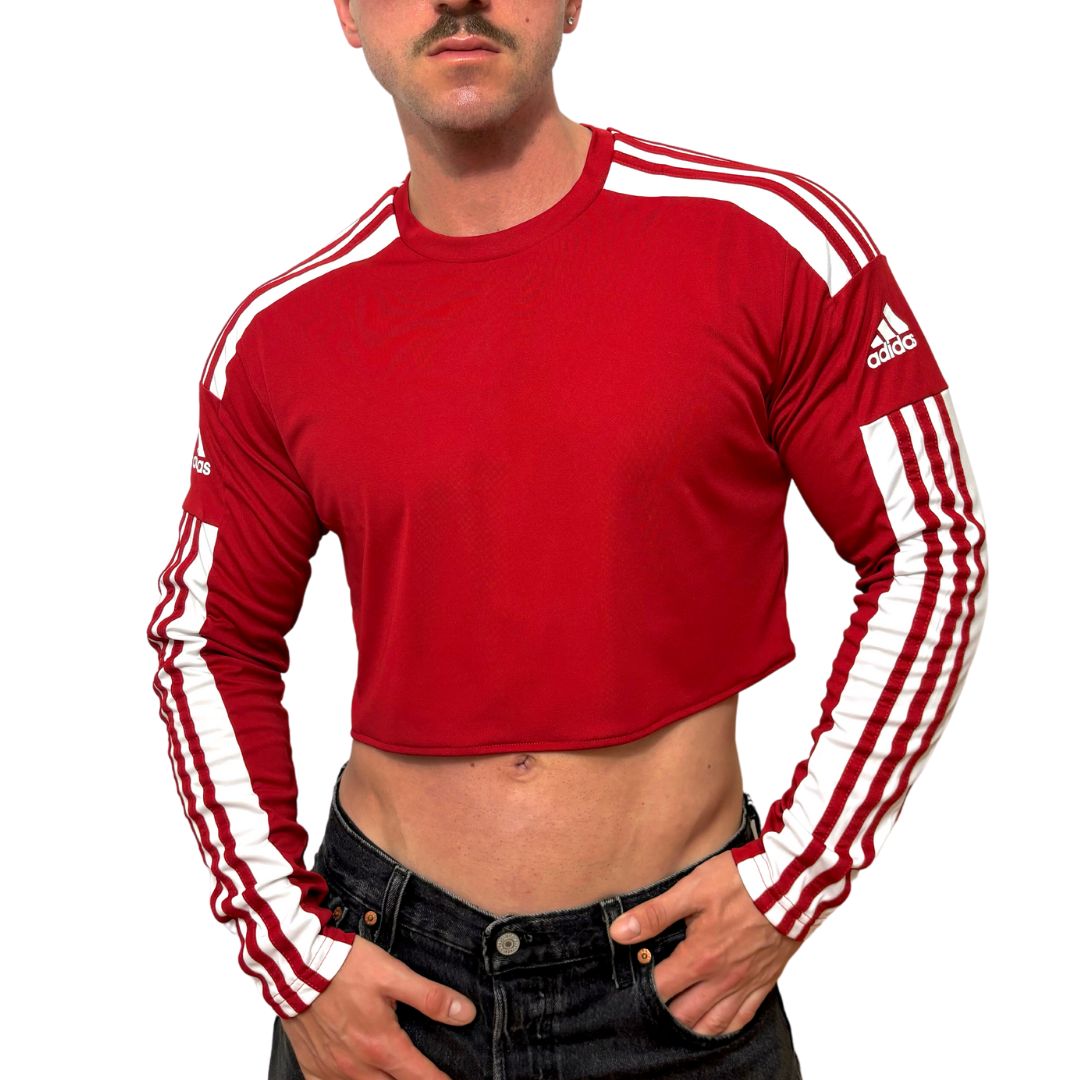 Adidas Sport Red Long Sleeve Crop Top