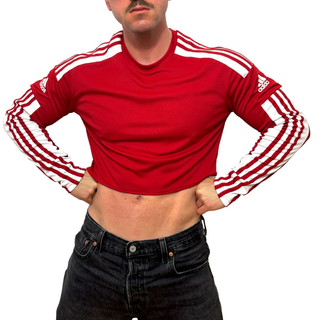 Adidas Sport Red Long Sleeve Crop Top