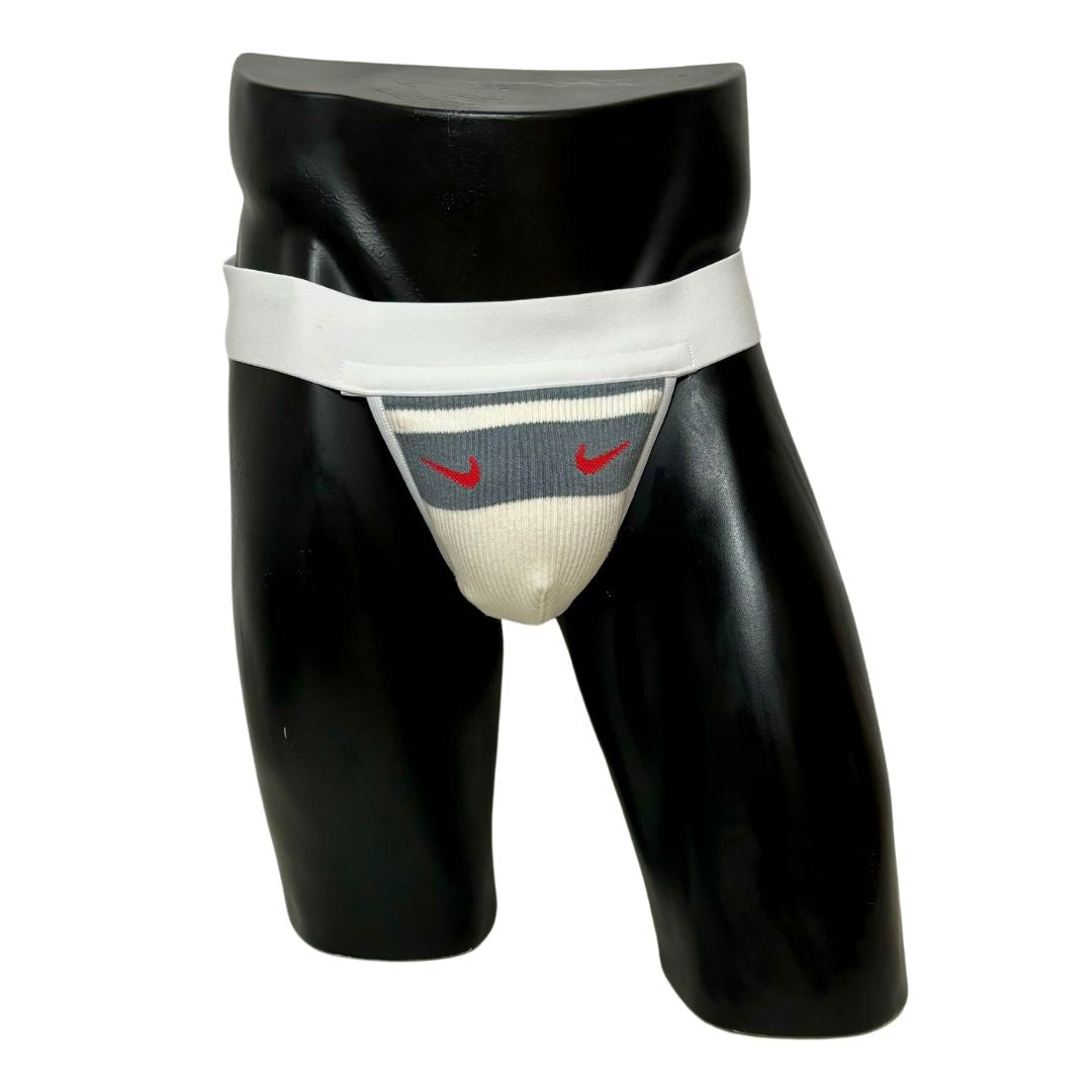 Nike Retro Gray/Red Logo Socks Jockstrap/Thong
