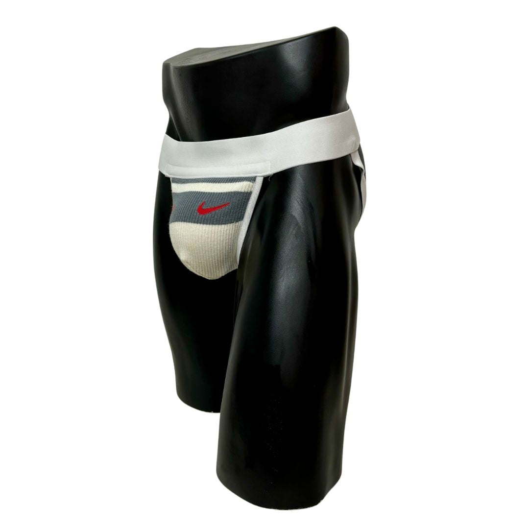 Nike Retro Gray/Red Logo Socks Jockstrap/Thong