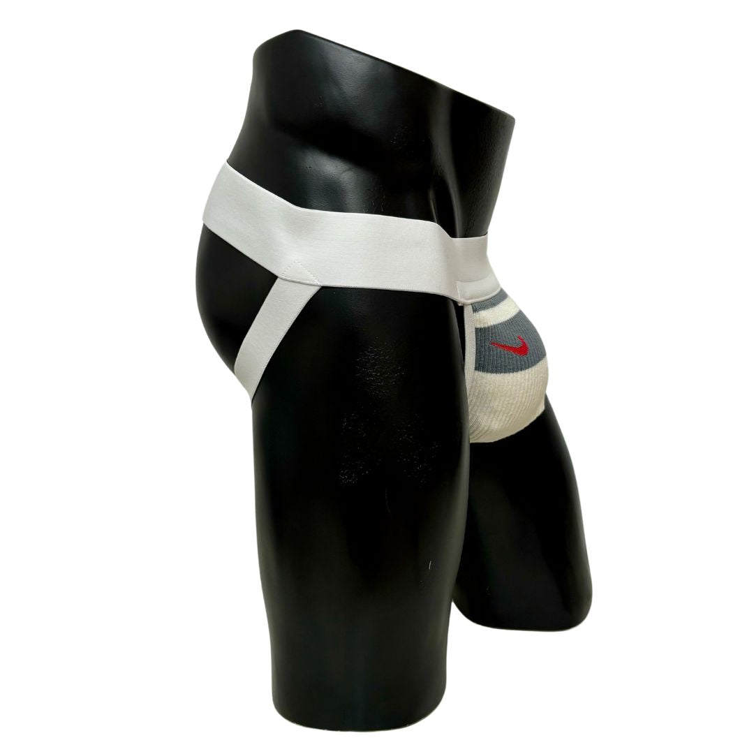 Nike Retro Gray/Red Logo Socks Jockstrap/Thong