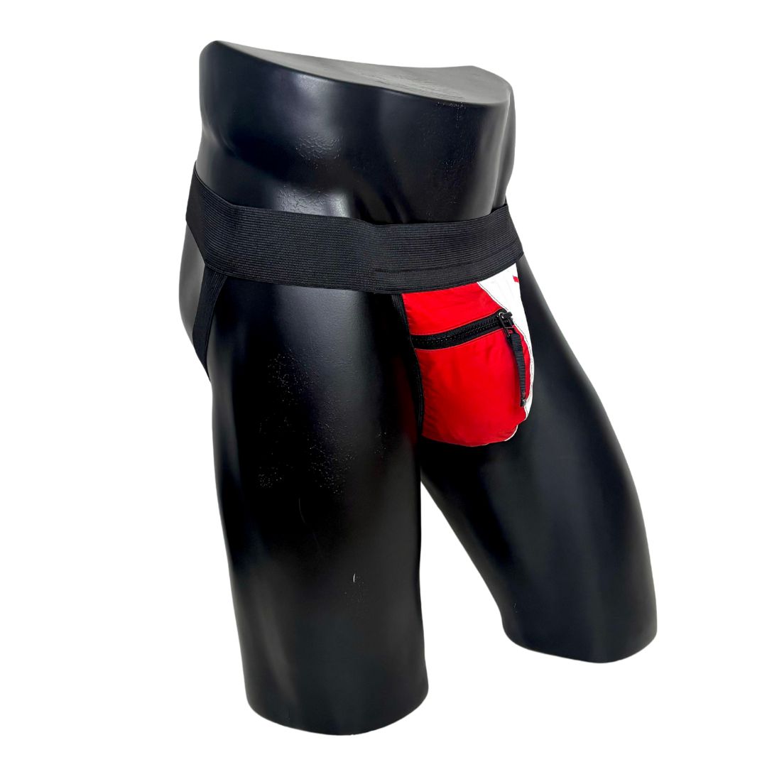 Adidas Sport Side Logo Red and White Pocket Jockstrap/Thong