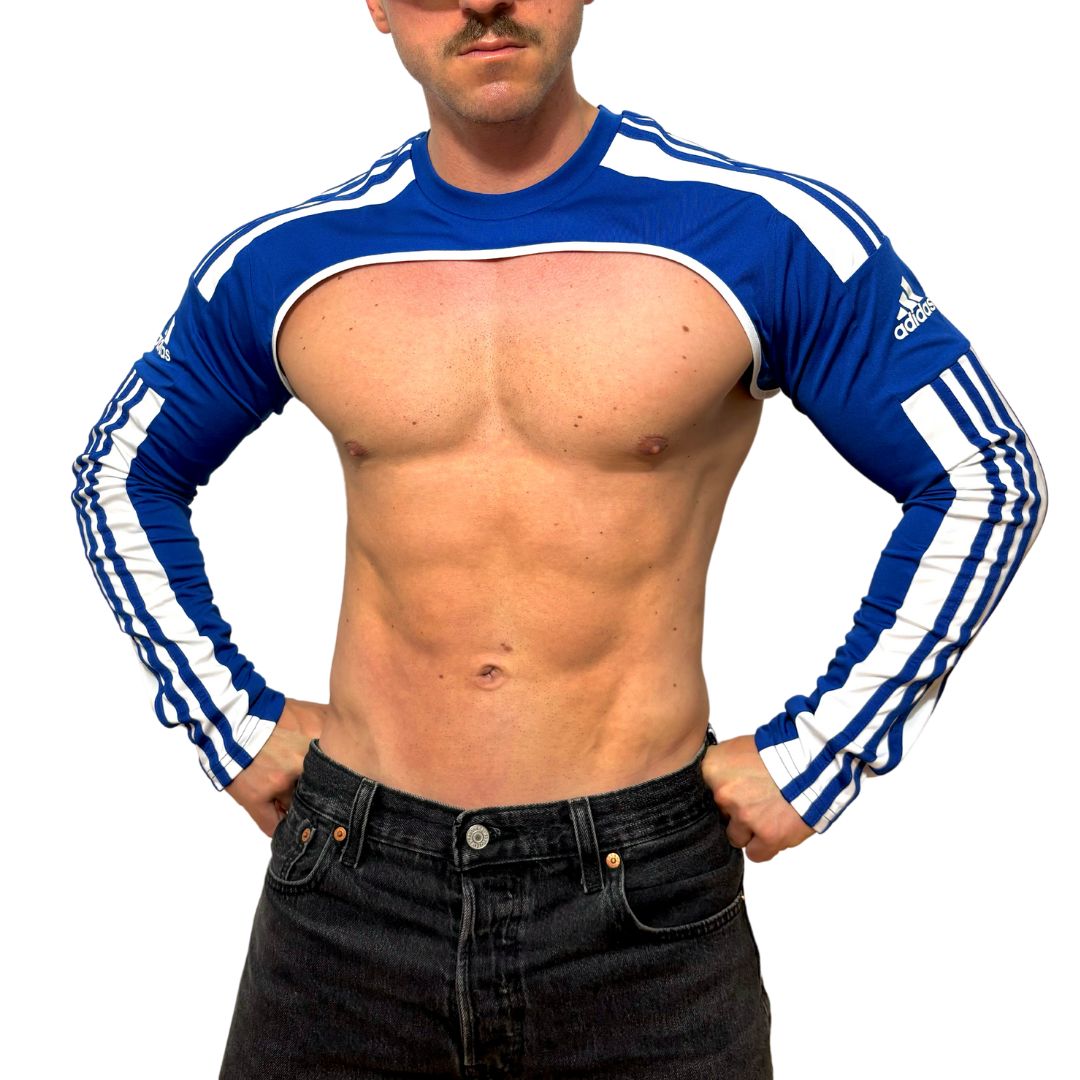 Adidas Sport Shoulders Crop Top Long Sleeves Blue