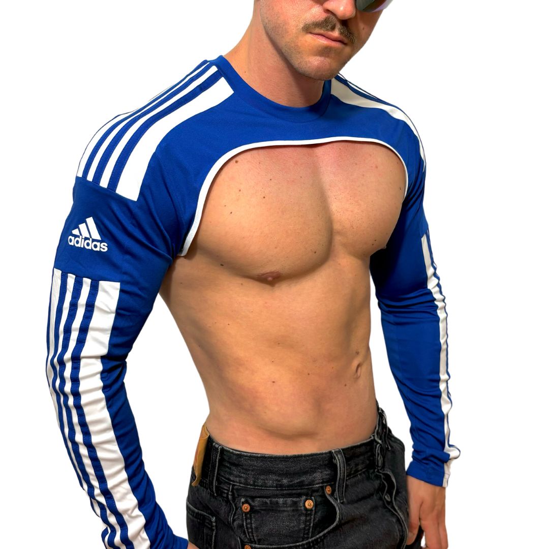 Adidas Sport Shoulders Crop Top Long Sleeves Blue