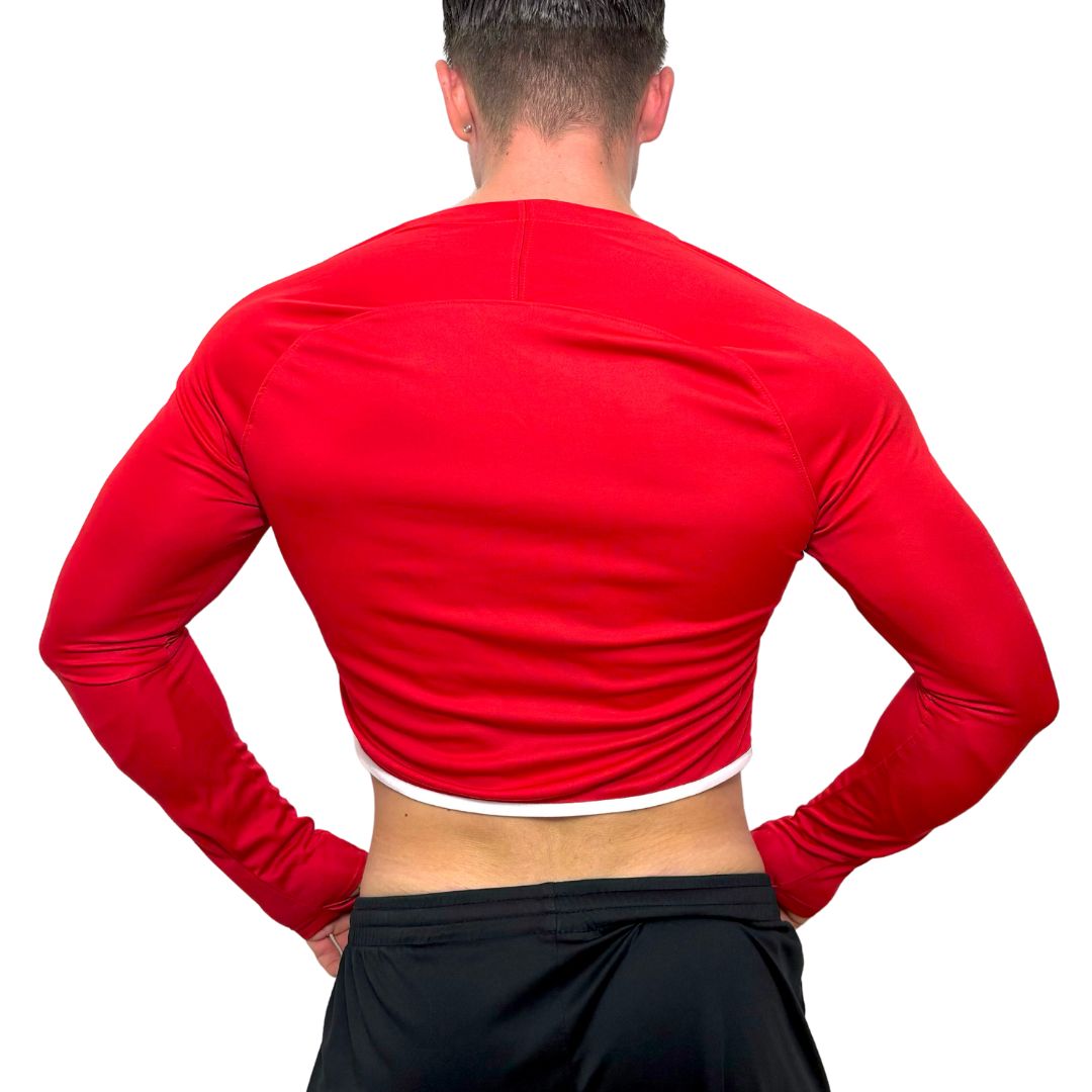 Nike Sport Red Long Sleeve Crop Top