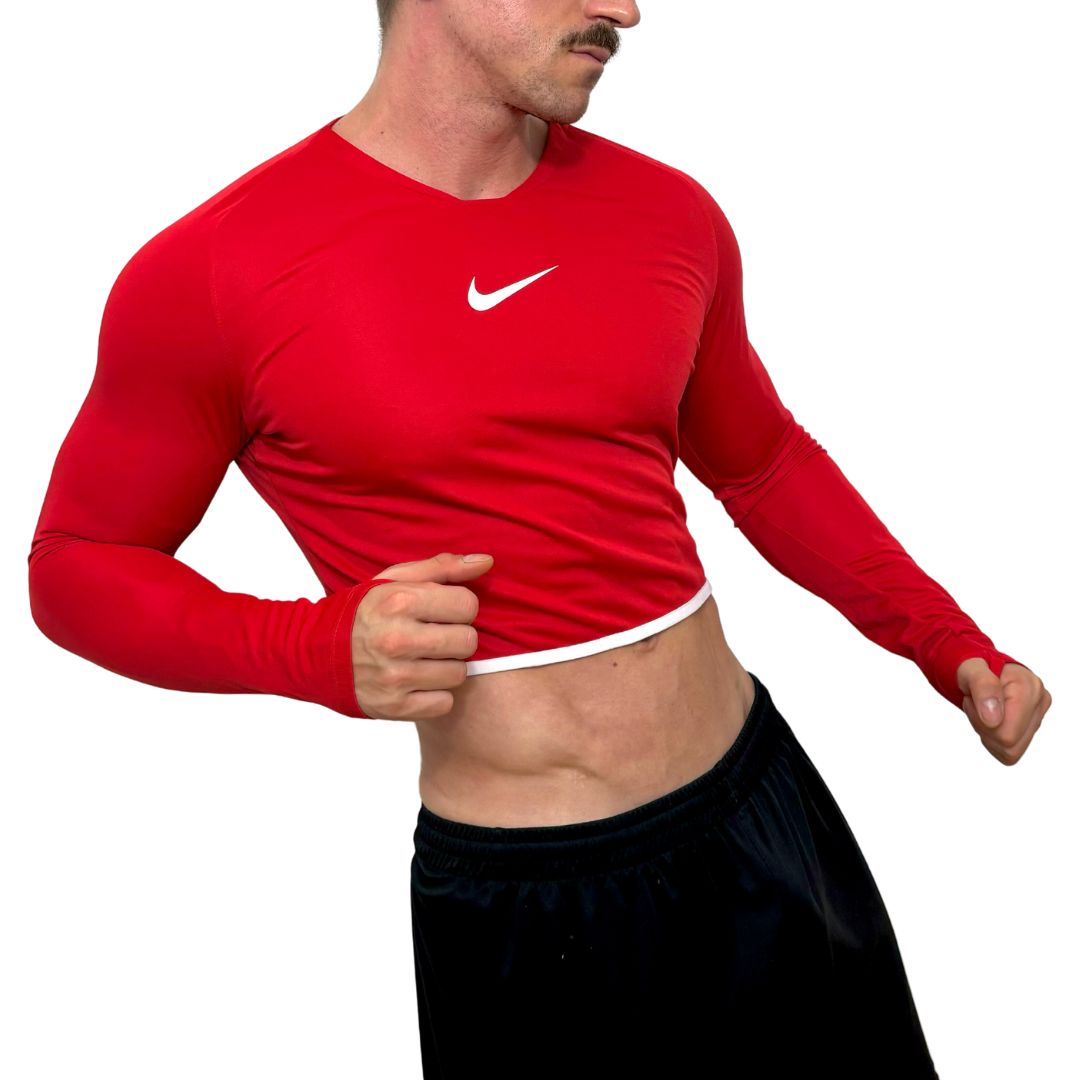 Nike Sport Red Long Sleeve Crop Top