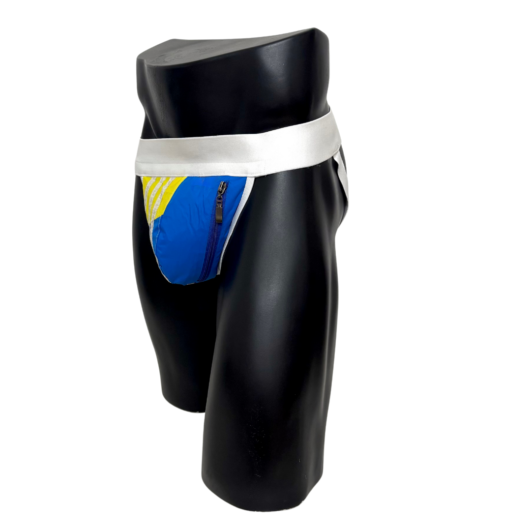 Adidas 3 Stripes Blue/Yellow Pocket Jockstrap/Thong