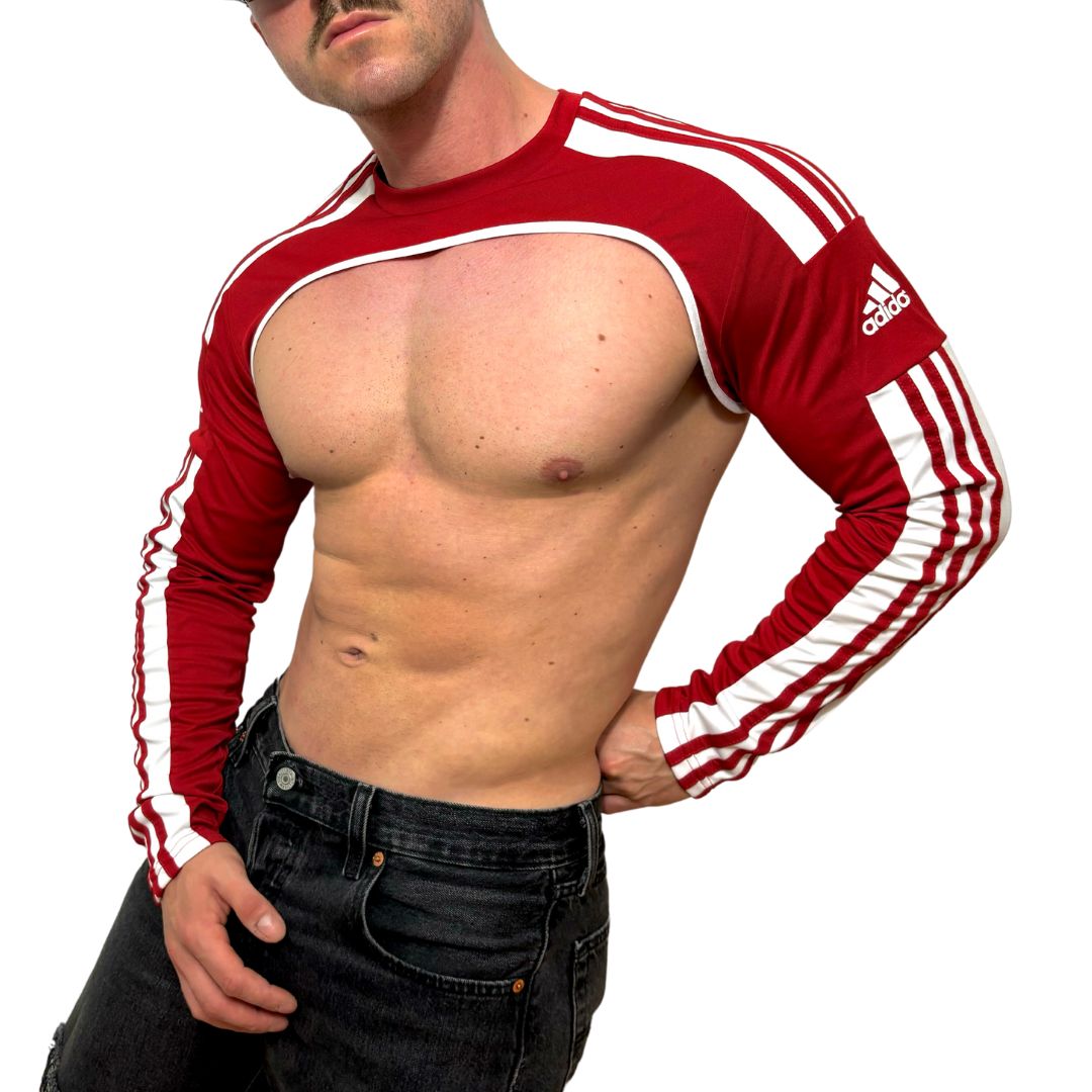 Adidas Sport Shoulders Crop Top Long Sleeves Red