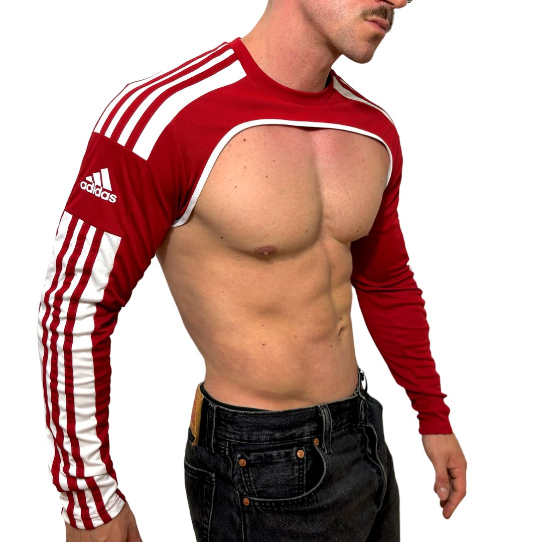 Adidas Sport Shoulders Crop Top Long Sleeves Red