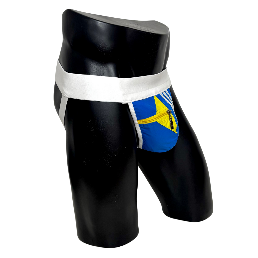 Adidas 3 Stripes Blue/Yellow Pocket Jockstrap/Thong 2.0