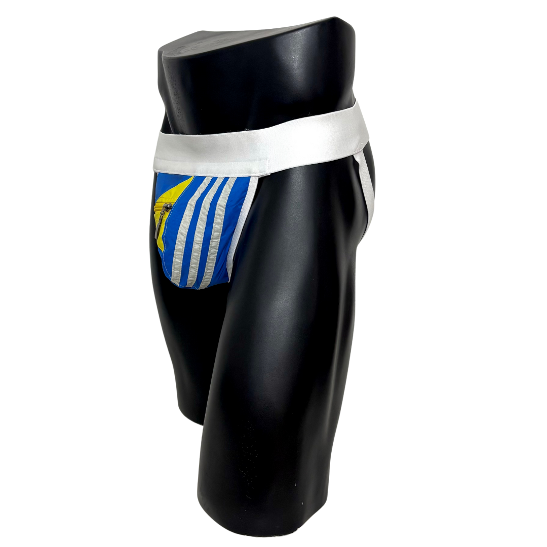 Adidas 3 Stripes Blue/Yellow Pocket Jockstrap/Thong 2.0