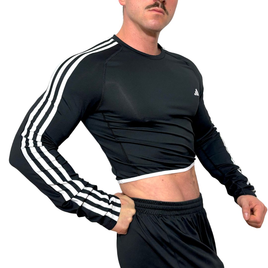 Adidas Tech Fit Black Long Sleeve Crop Top