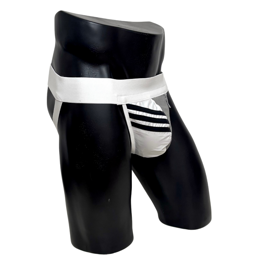Adidas 3 Stripes Gray/White Pocket Jockstrap/Thong