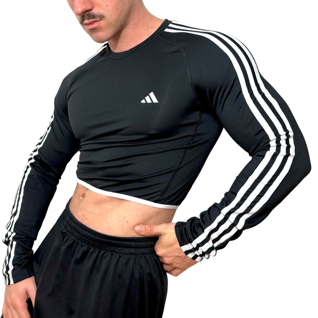 Adidas Tech Fit Black Long Sleeve Crop Top