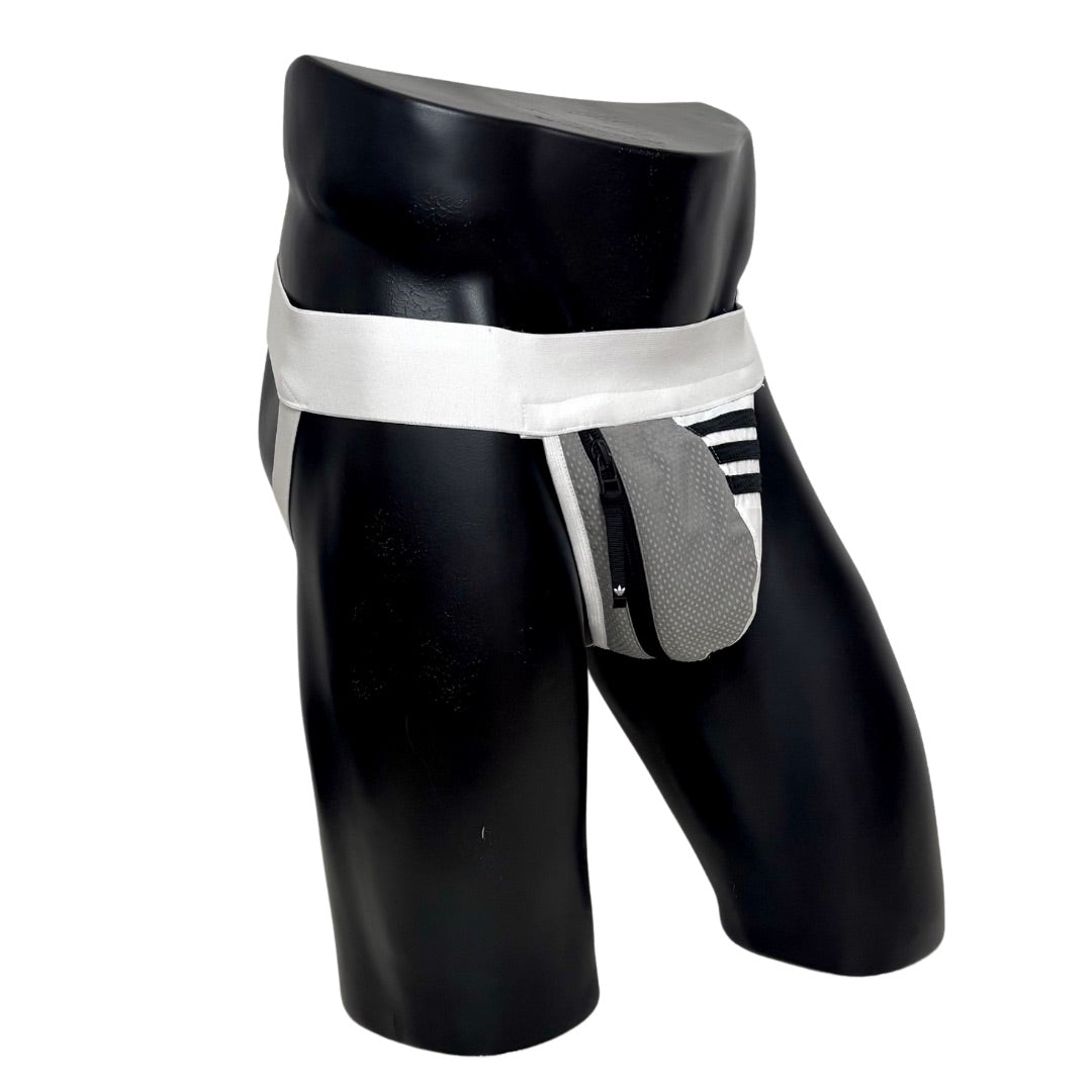 Adidas 3 Stripes Gray/White Pocket Jockstrap/Thong 2.0