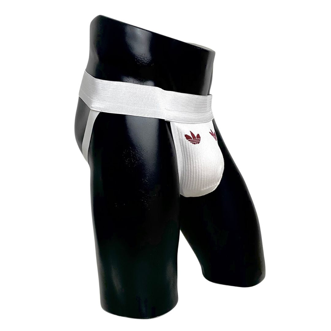 Adidas Red Logo White Socks Jockstrap/Thong