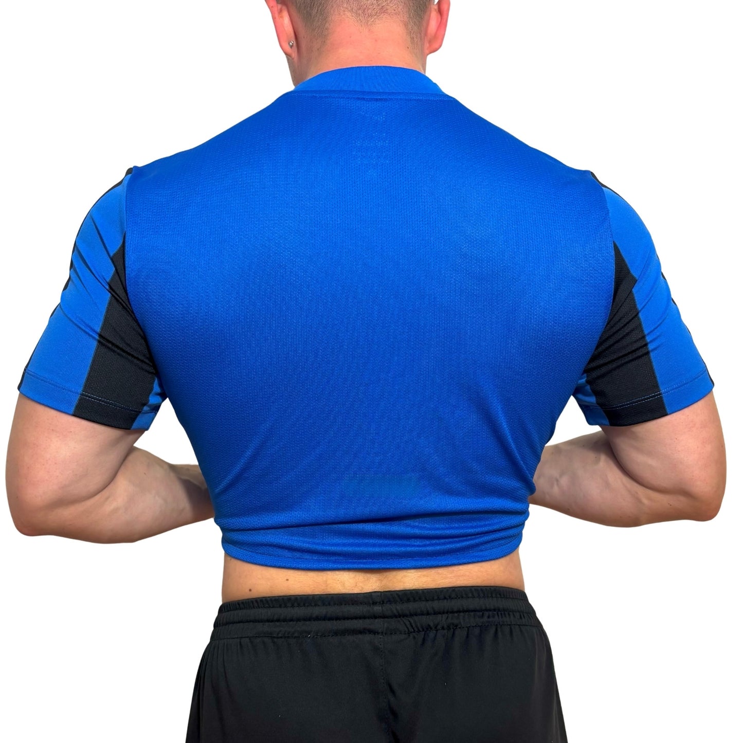 Nike Blue/Black Stripe Crop Top