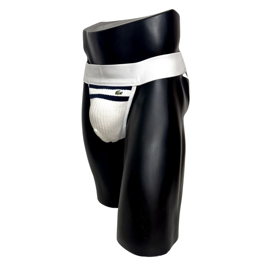Lacoste White Crocodile Socks Jockstrap/Thong