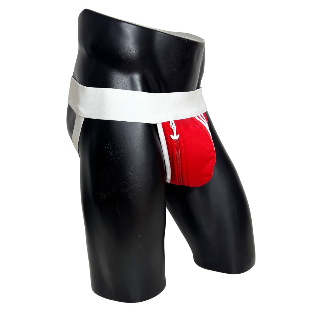Adidas 3 Stripes Red Pocket Jockstrap/Thong 3.0