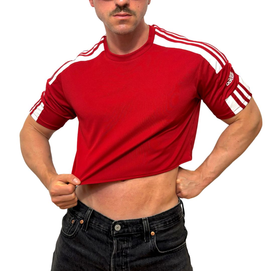 Adidas Sport Red Short Sleeve Crop Top