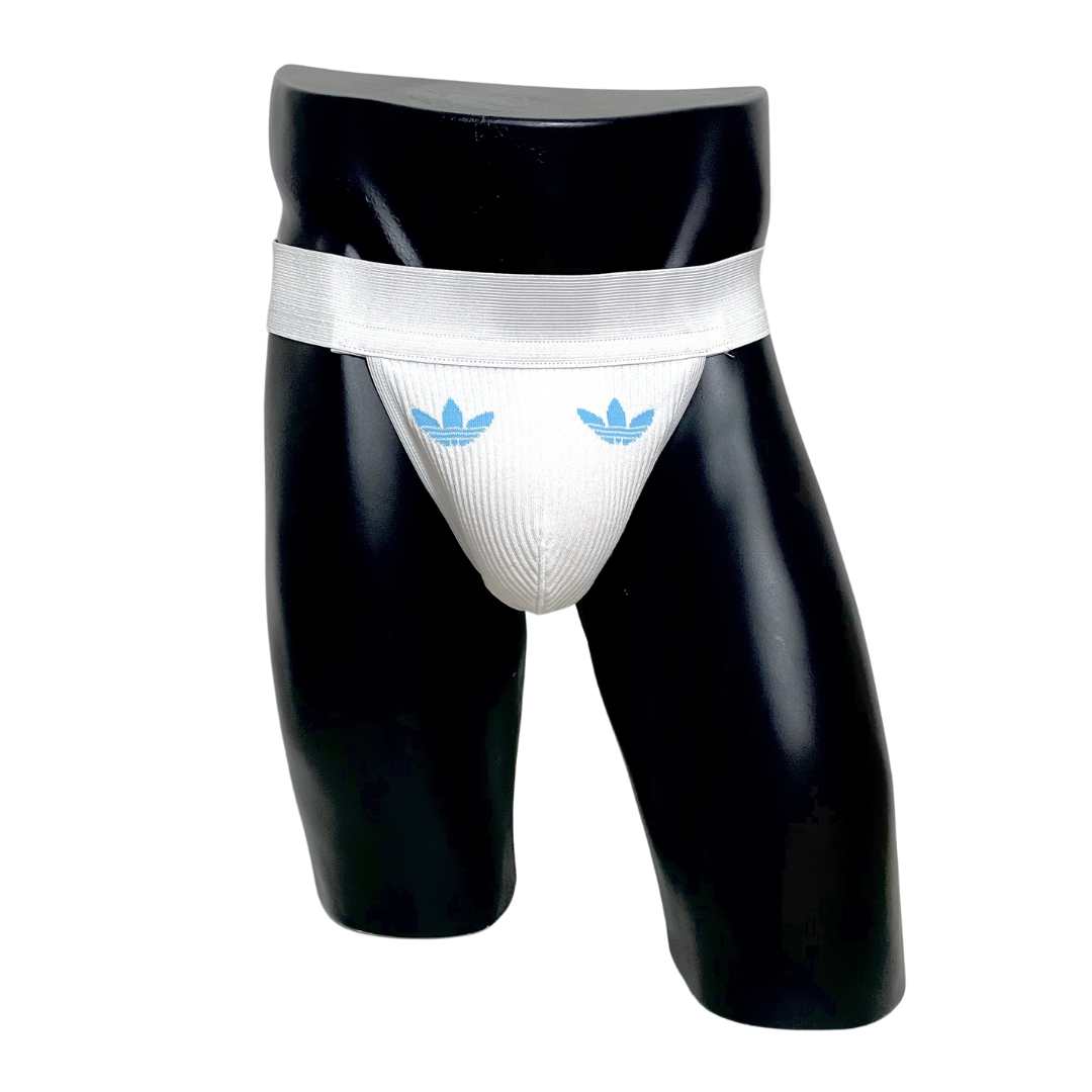 Adidas Light Blue Logo White Socks Jockstrap/Thong