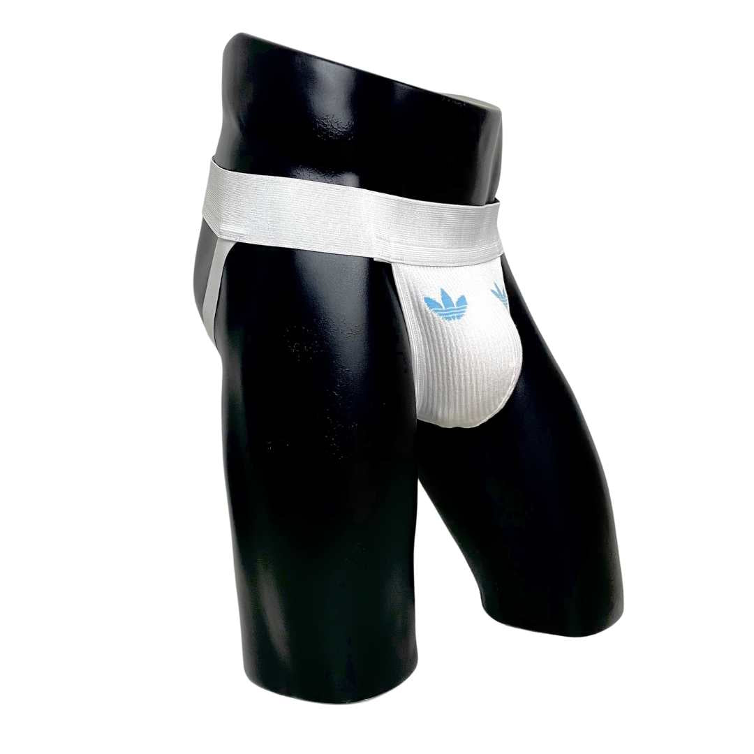 Adidas Light Blue Logo White Socks Jockstrap/Thong