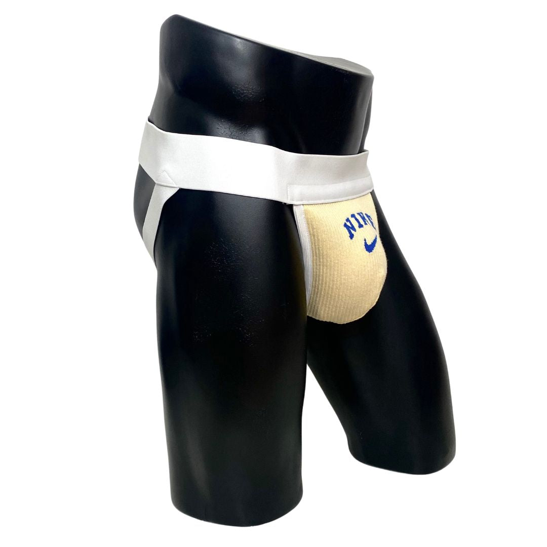 Nike Vintage Blue Swoosh Cream Socks Jockstrap/Thong