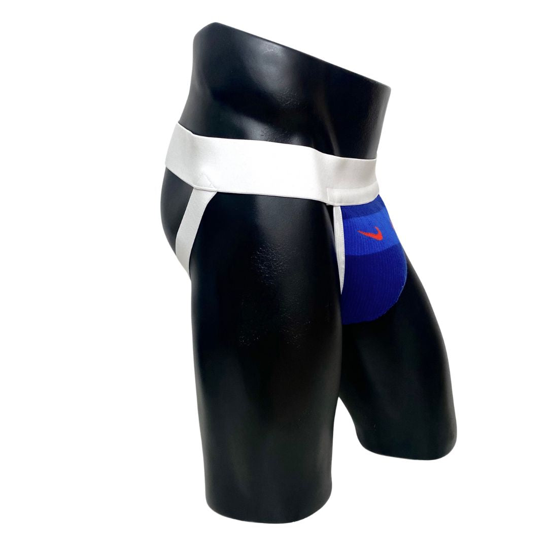Nike Vintage Shades of Blue Orange Swoosh Socks Jockstrap/Thong