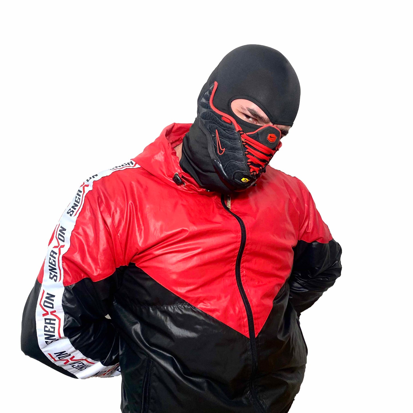 Air Max Tn Black Red Swoosh Mask