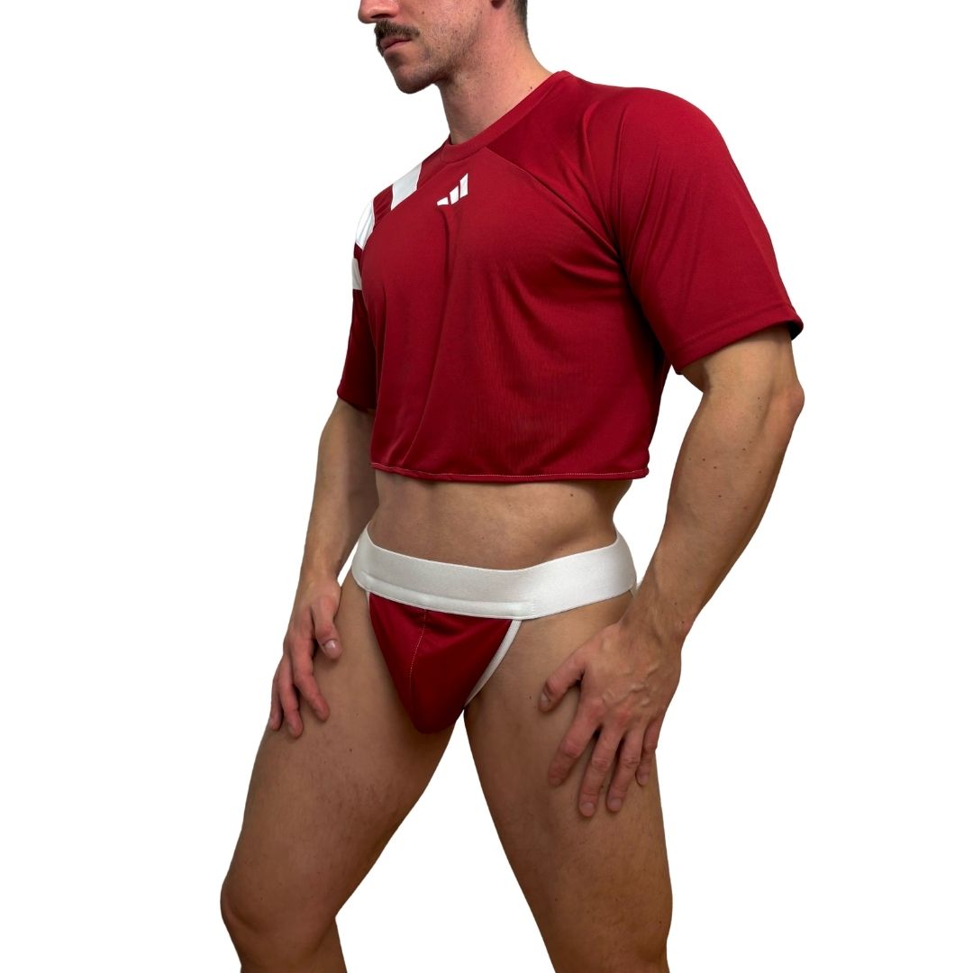 Adidas Neo Short Sleeve Red Crop Top Look 2.0