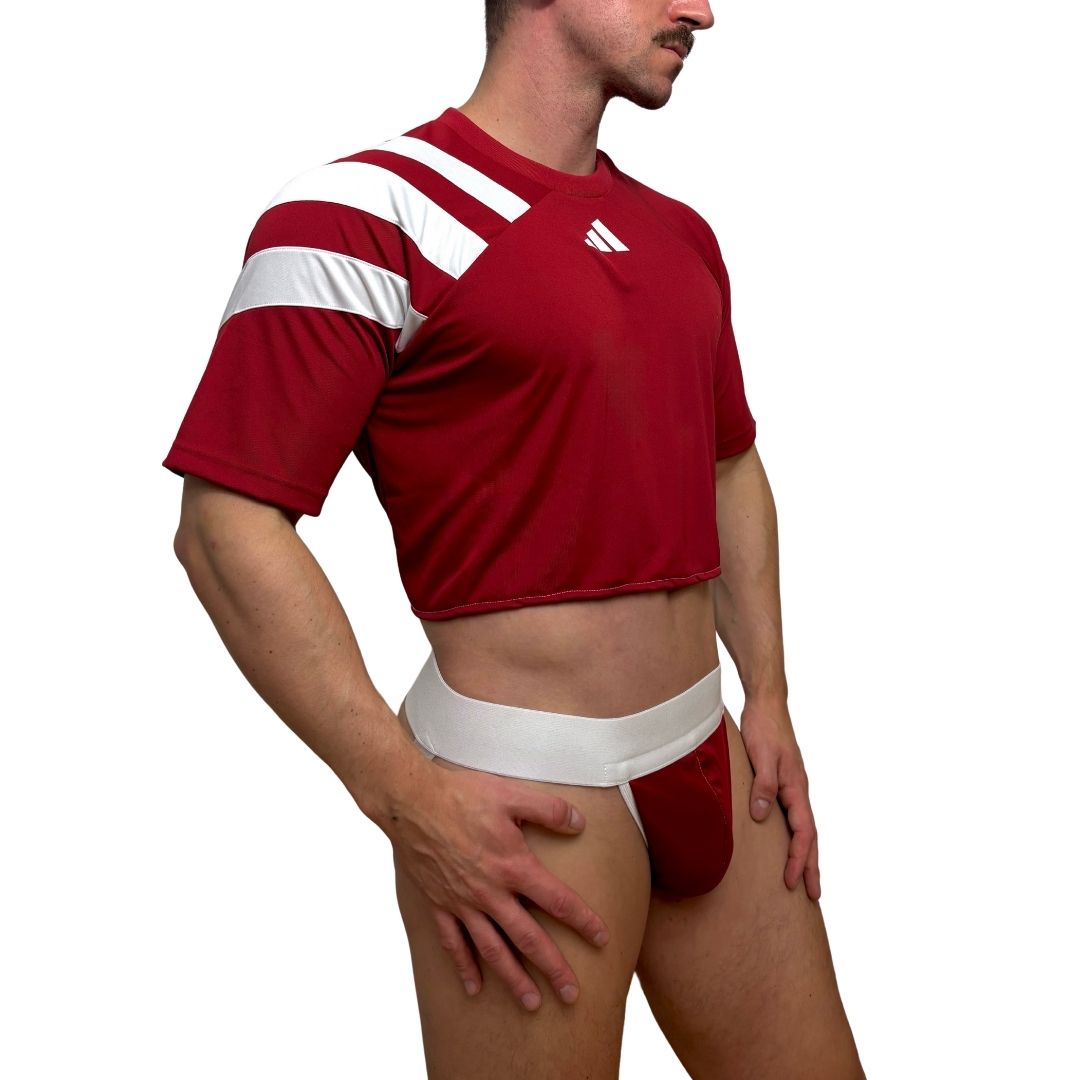 Adidas Neo Short Sleeve Red Crop Top Look 2.0