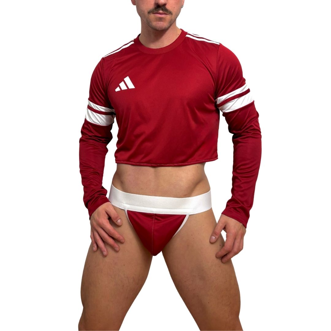Adidas Neo Long Sleeve Red Crop Top Look