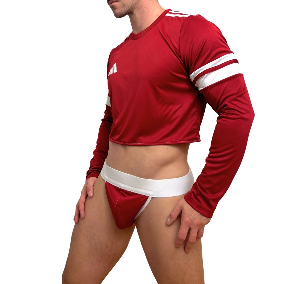Adidas Neo Long Sleeve Red Crop Top Look