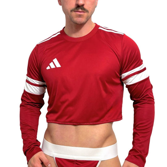 Adidas Neo Red Long Sleeve Crop Top