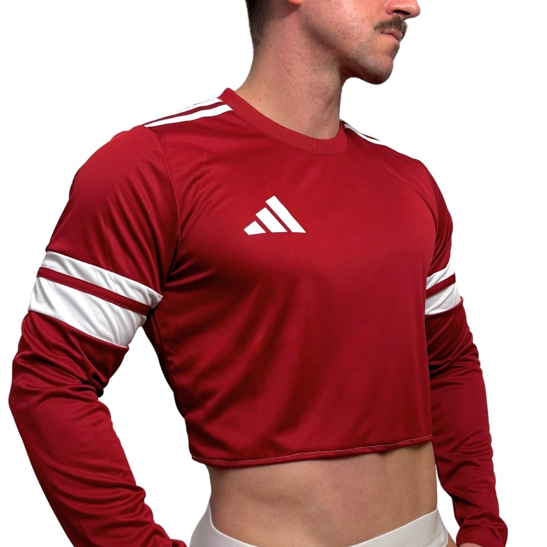 Adidas Neo Red Long Sleeve Crop Top