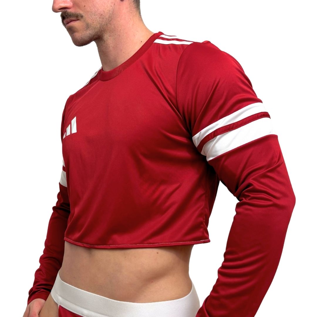 Adidas Neo Red Long Sleeve Crop Top