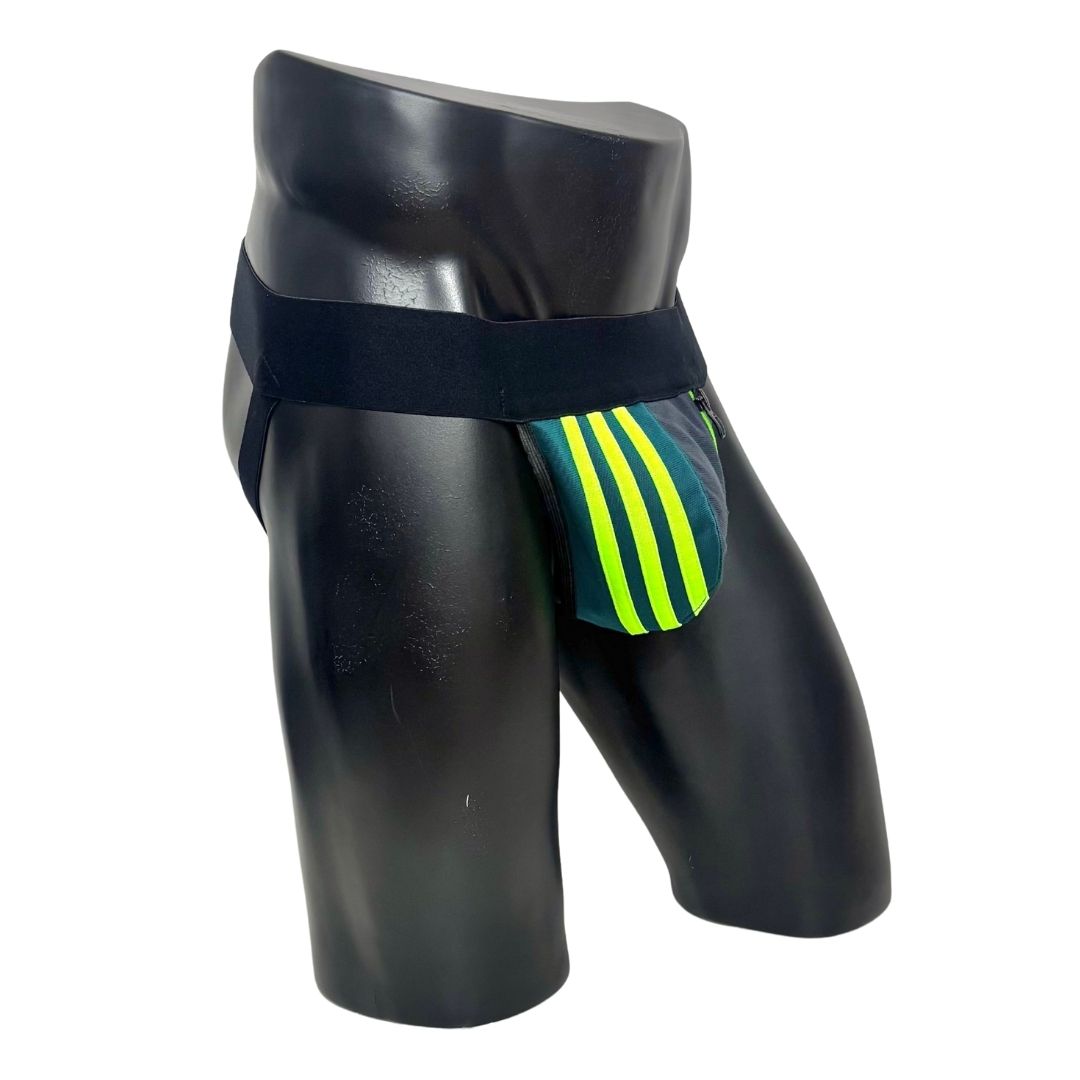 Adidas 3 Stripes Acid Green Pocket Jockstrap/Thong