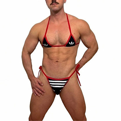 Adidas Originals Black/Red Bro Bra and Thong Set