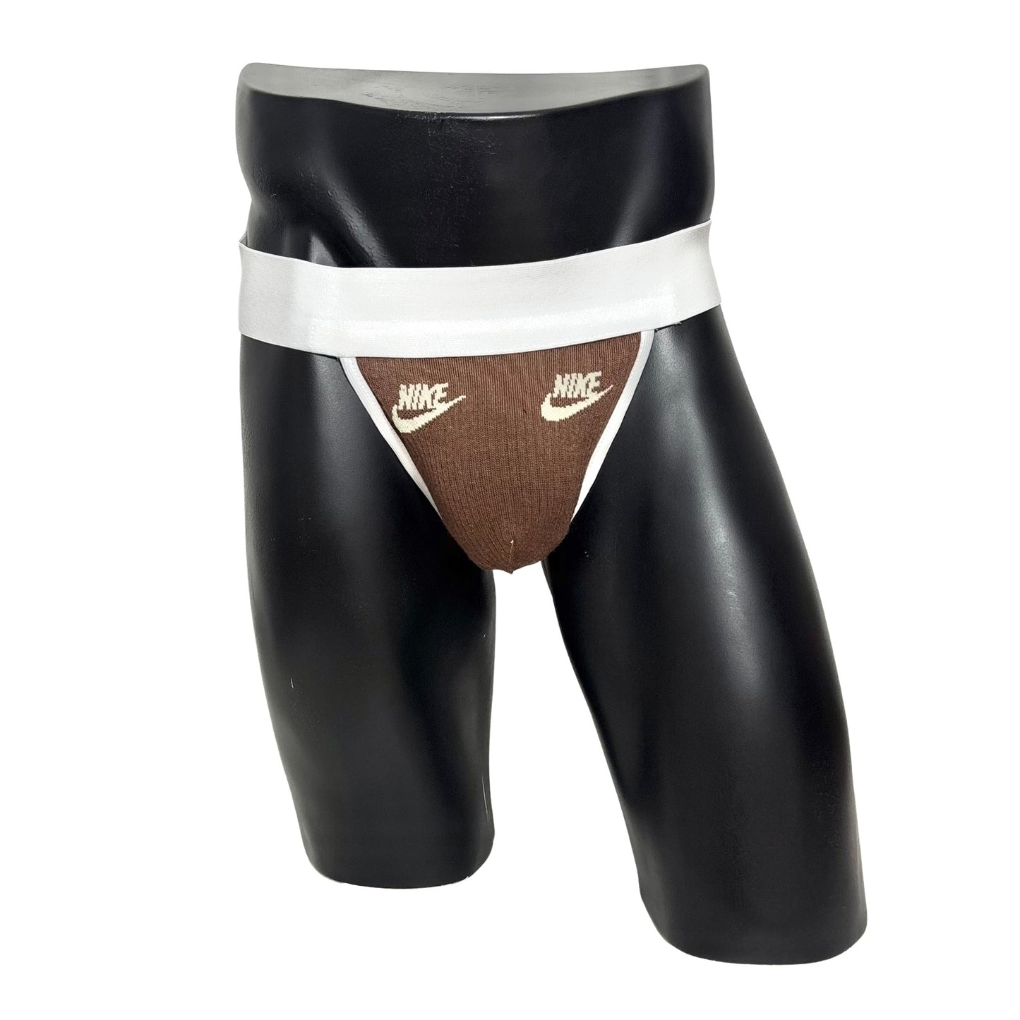 Nike Rust Brown Off White Logo Socks Jockstrap/Thong
