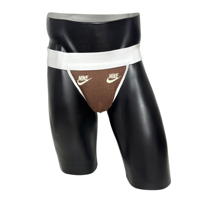 Nike Rust Brown Off White Logo Socks Jockstrap/Thong