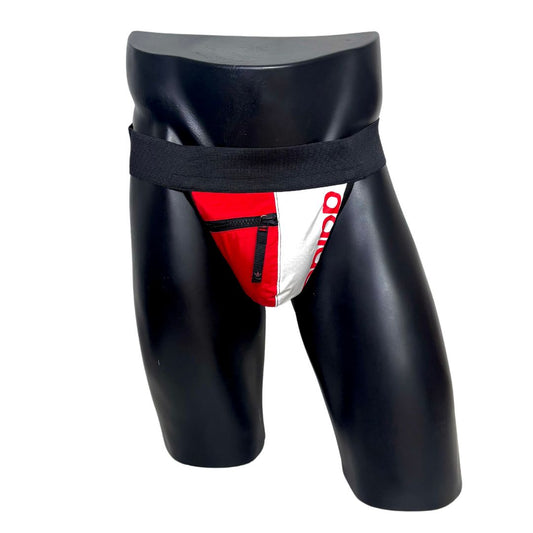 Adidas Sport Side Logo Red and White Pocket Jockstrap/Thong