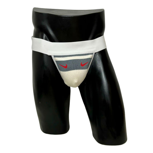 Nike Retro Gray/Red Logo Socks Jockstrap/Thong