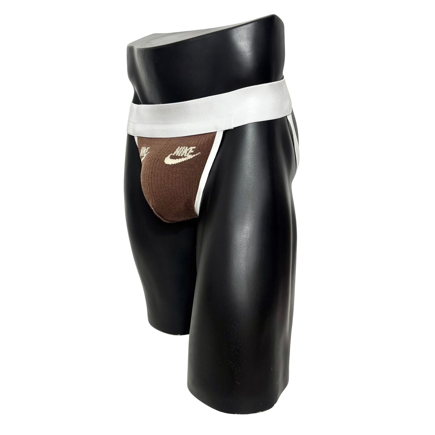 Nike Rust Brown Off White Logo Socks Jockstrap/Thong