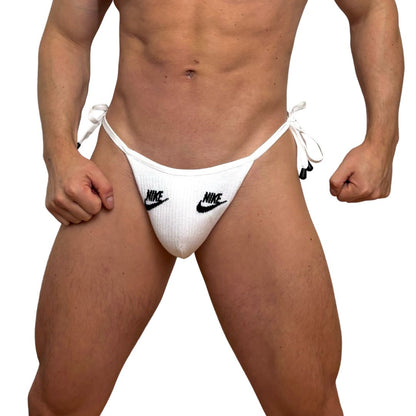 Nike Sport White Lace Up Socks Thong