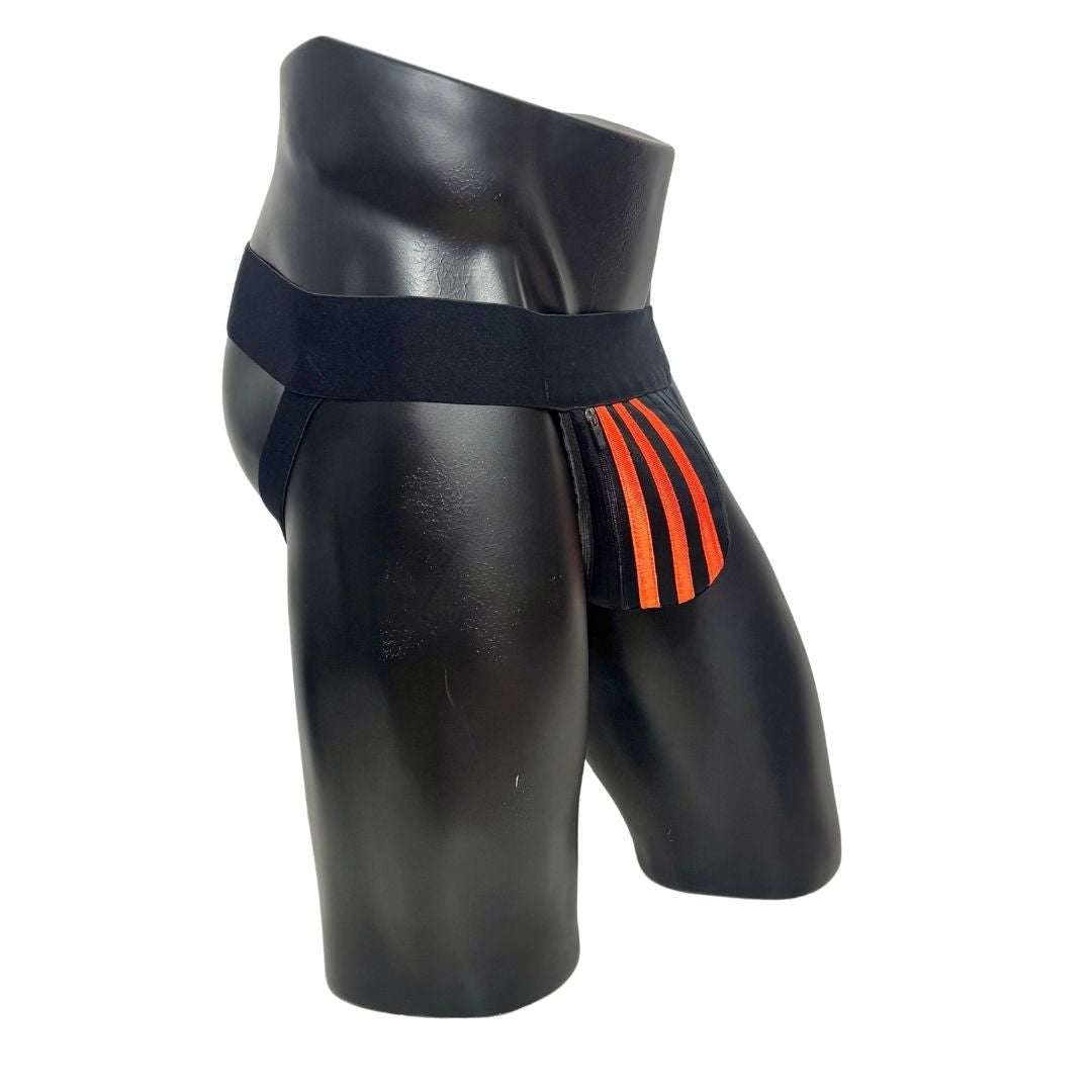 Adidas 3 Stripes Orange Pocket Jockstrap/Thong