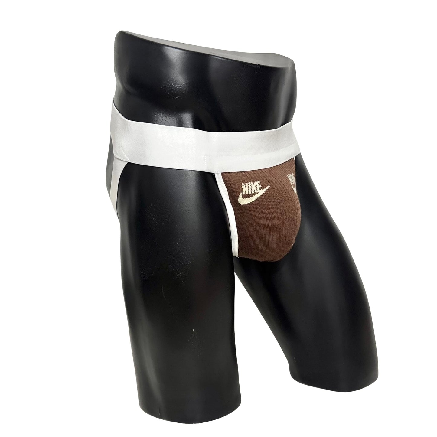 Nike Rust Brown Off White Logo Socks Jockstrap/Thong
