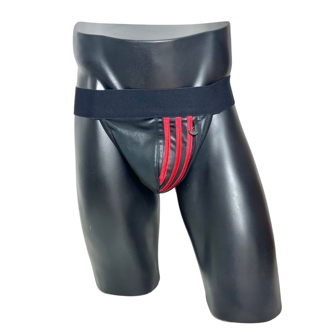 Adidas 3 Stripes Red and Black Pocket Jockstrap/Thong