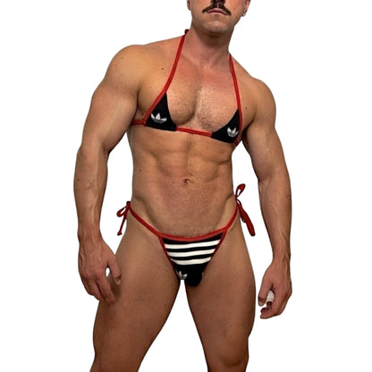 Adidas Originals Black/Red Bro Bra and Thong Set